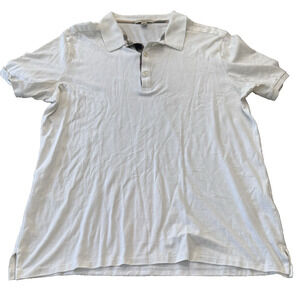 Burberry London Men's White Polo Shirt L/XL Nova Check Equestrian Knight Cotton